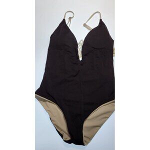 Full Tilt Swim One Piece Swimsuit Womens Size Medium Black/White Reversible NWT